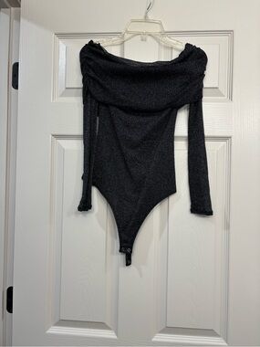 Abercrombie & Fitch Black Sparkle Off-Shoulder Bodysuit